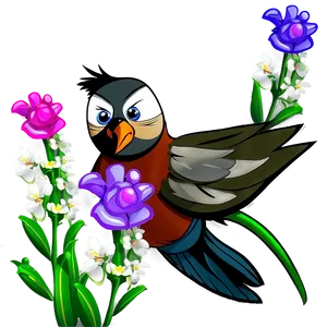 Cartoon Bird With Flowers PNG Soy