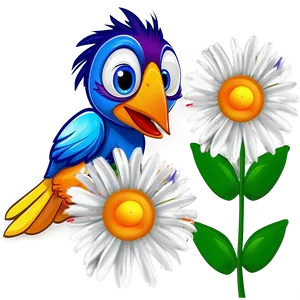 Cartoon Bird With Flowers PNG Tsp30 PNG