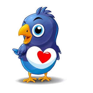Cartoon Bird With Heart PNG 06202024