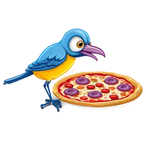 Cartoon Bird With Pizza PNG Tfp64 PNG