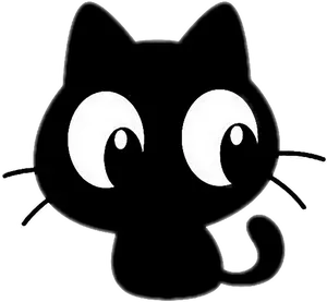 Cartoon Black Cat Big Eyes.png