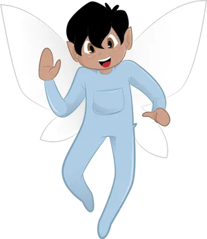 Cartoon Blue Fairy Waving PNG image