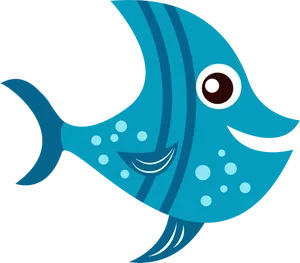 Cartoon Blue Fish Illustration PNG image