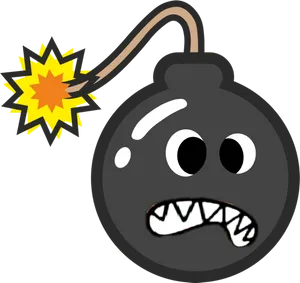 Cartoon Bomb Character Fuse Ignited PNG image