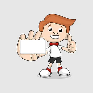 Cartoon Boy Holding Signand Thumbs Up PNG image