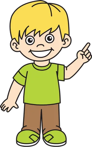 Cartoon Boy Pointing Up PNG image