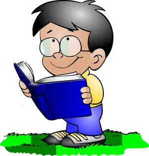 Cartoon Boy Reading Book PNG image