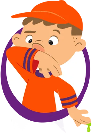 Cartoon Boy Sneezing PNG image