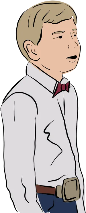 Cartoon Boyin White Shirtand Bow Tie
