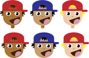 Cartoon Boysin Caps PNG image