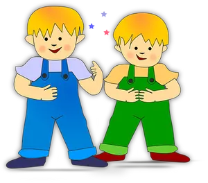 Cartoon Boysin Overalls PNG image