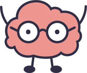 Cartoon Brain With Glasses PNG image