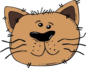 Cartoon Brown Cat Face PNG image