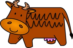 Cartoon Brown Cow Illustration PNG image