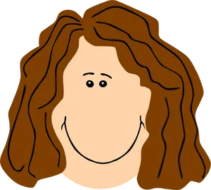 Cartoon Brown Hair Smiling Face PNG image