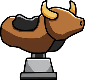 Cartoon Bull Trophy Graphic PNG image