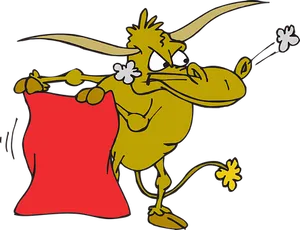 Cartoon Bull With Red Cape