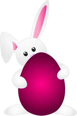 Cartoon Bunny Holding Easter Egg PNG image