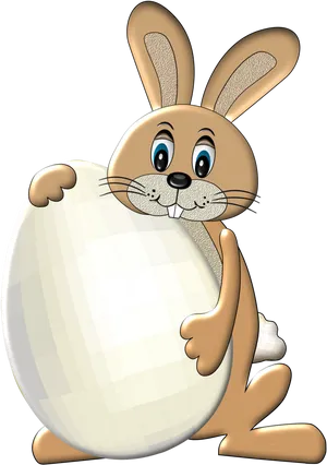 Cartoon Bunnywith Giant Egg PNG image