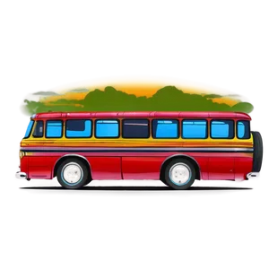 Cartoon Bus At Sunset Png 14 PNG image