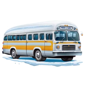 Cartoon Bus In Winter Scene PNG Cym PNG