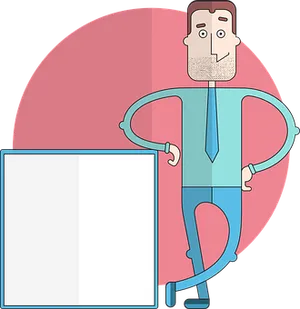 Cartoon Businessman Presentation Board