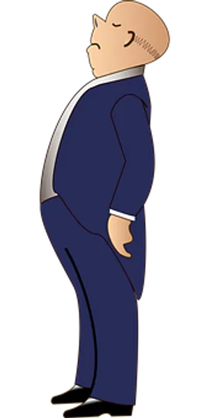Cartoon Businessman Standing Confidently