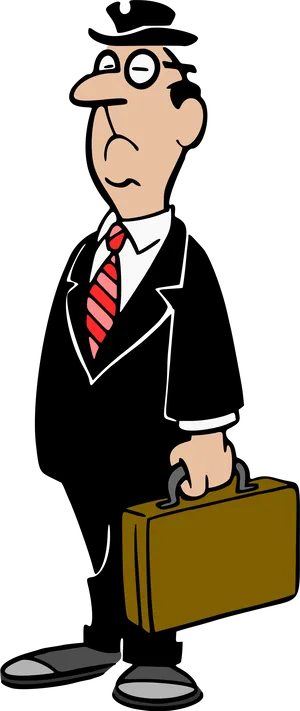 Cartoon Businessman With Briefcase PNG