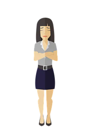 Cartoon Businesswoman Standing Sad
