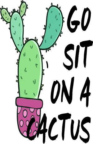 Cartoon Cactusin Polka Dot Pot PNG image