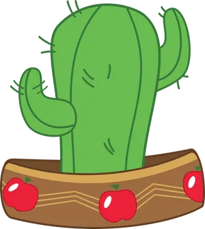 Cartoon Cactusin Pot PNG image