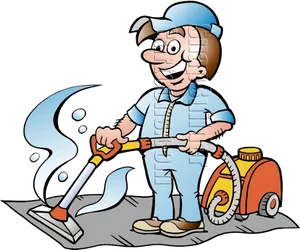 Cartoon Carpet Cleaner Worker PNG image