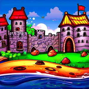 Cartoon Castle By The Sea PNG 06262024