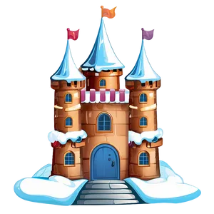 Cartoon Castle In Winter PNG Kne