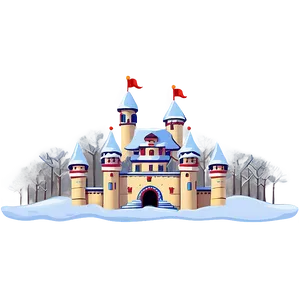 Cartoon Castle In Winter PNG Pxp