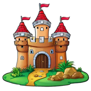 Cartoon Castle On Island PNG Qbt