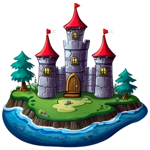 Cartoon Castle On Island PNG Rdt PNG