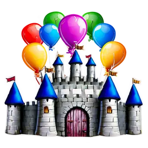 Cartoon Castle With Balloons PNG 06262024 PNG