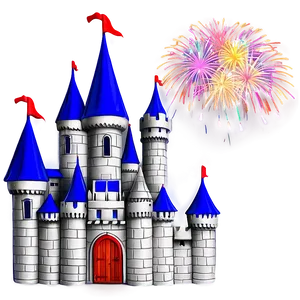 Cartoon Castle With Fireworks Png 06262024 PNG image