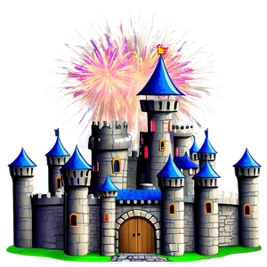 Cartoon Castle With Fireworks Png 70 PNG image