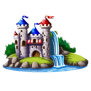 Cartoon Castle With Waterfall PNG Bol90 PNG