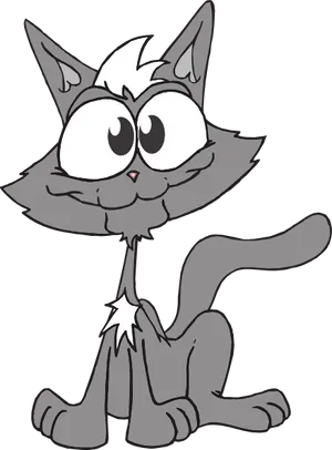 Cartoon Cat Sitting Funny Expression PNG image