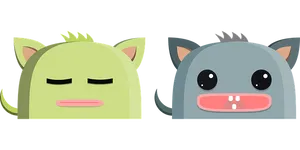 Cartoon Catand Bear Faces