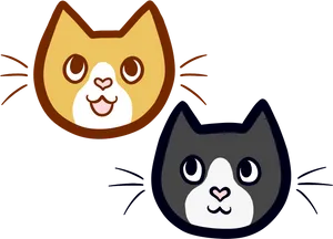 Cartoon Cats Faces Vector PNG image