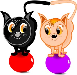 Cartoon Catson Bouncing Balls PNG image