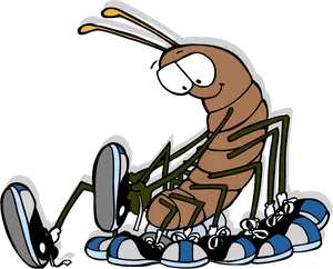 Cartoon Centipede With Shoes PNG image