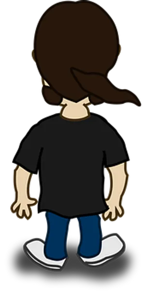 Cartoon Character Black Shirt Blue Jeans