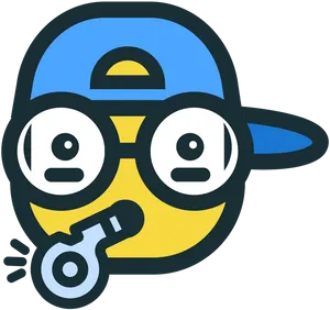 Cartoon Character Blowing Whistle