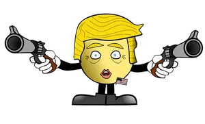 Cartoon Character Dual Wielding Guns PNG image