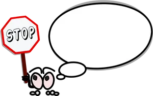 Cartoon Character Holding Stop Sign PNG